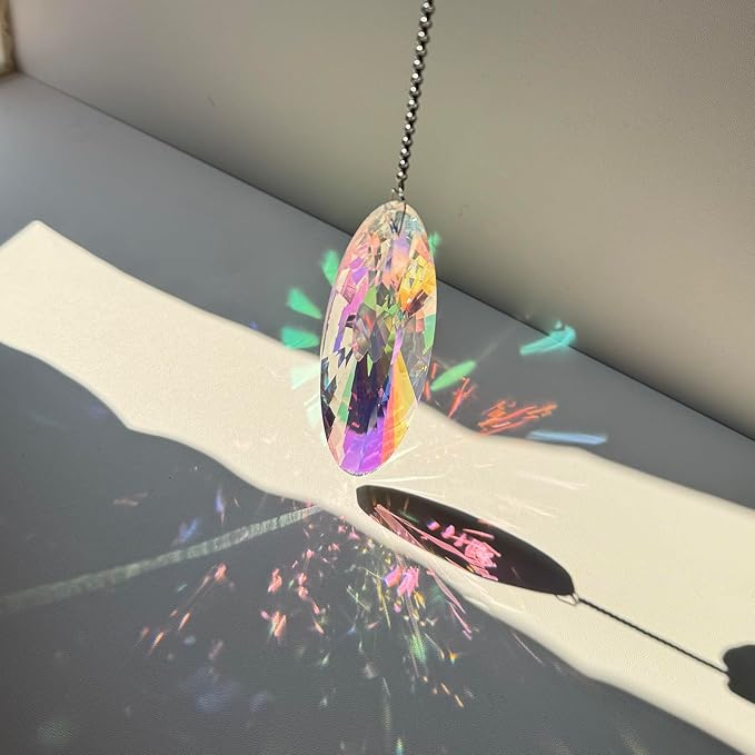 3PCS 5" Large Crystal Sun Catcher Prisms, Hanging Suncatchers with Glass Prism, Rainbow Maker for Room, Windows,Garden,Fantasy Aesthetic Home Decor. (YGBS02)