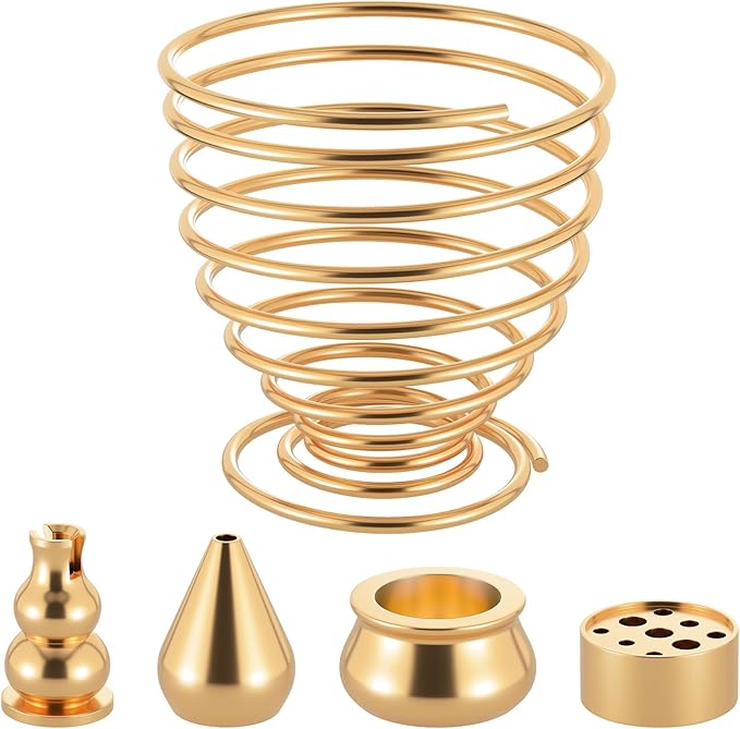 OIIKI Brass Incense Holder, Coil Incense Burner, Incense Stick Holder, Alloy Cone Ash Catcher for Indoor Outdoor Use (5 Styles)