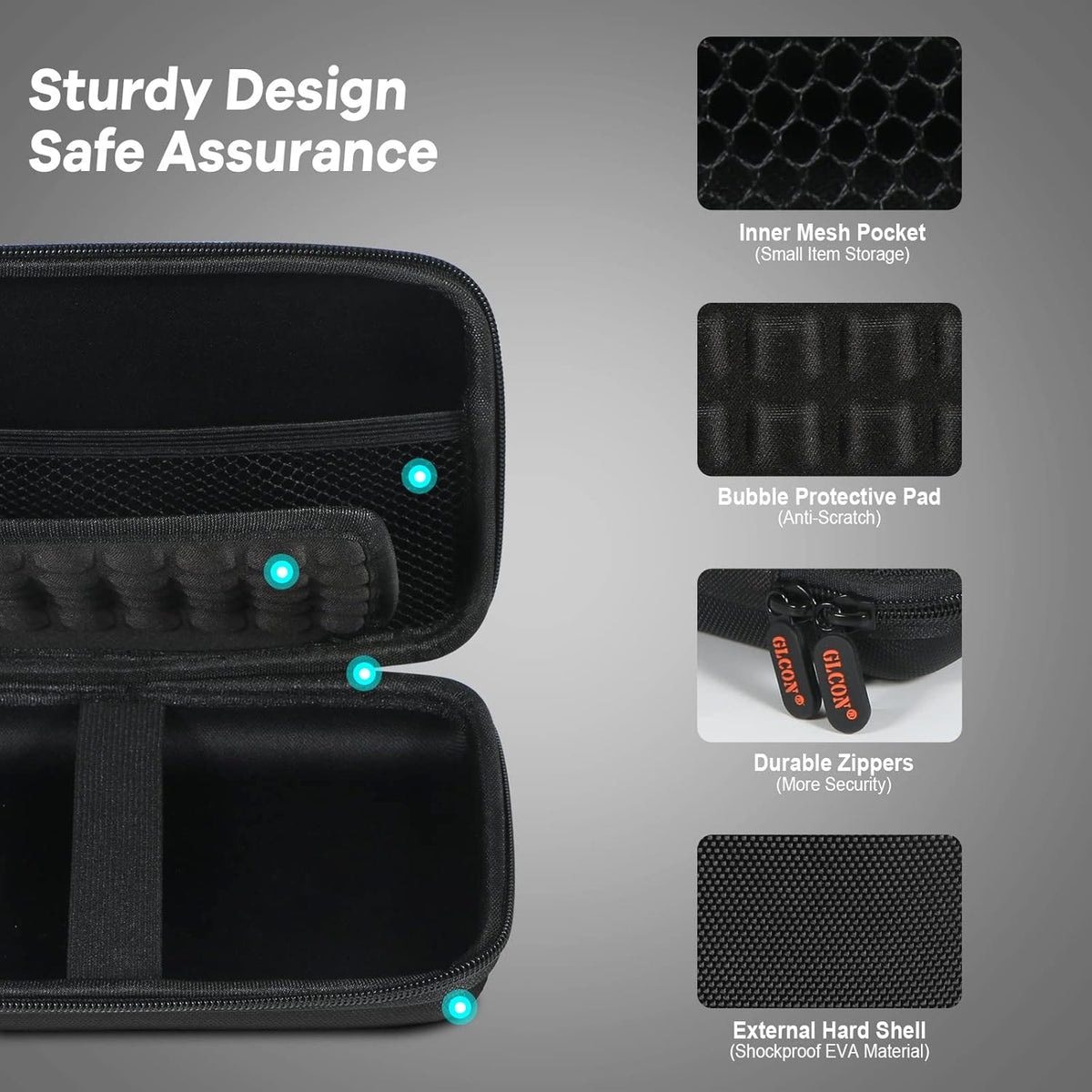 GLCON Shockproof Hard Shell Carrying Case for GPS, External Hard Drive, Power Bank, Charger, Cable, Heart Monitor, Cell