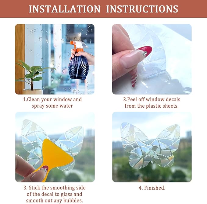 60 Pieces Star Moon Sun Catcher Window Clings for Glass Windows, Anti-Collision Stickers Star Moon Decals Prevent Bird Strikes, Cloud Planet Rainbow Prismatic Clings Non Adhesive Window Deco