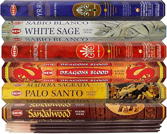 Hem Incense Sticks Variety Pack #31 and Incense Stick Holder Bundle with 6 Classic Fragrances