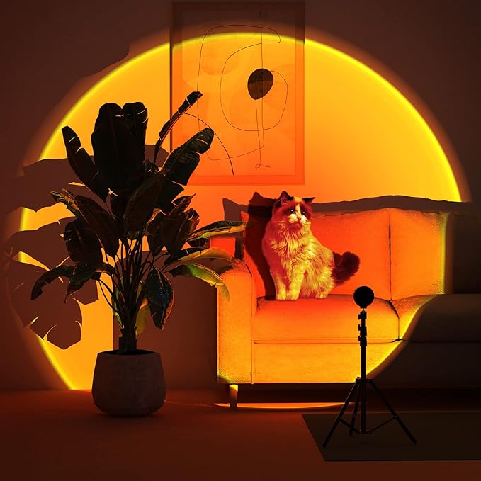 Balkwan Sunset Floor Lamp Projection 140cm Adjustable Stand Led Night Light 360 Degree Rotation Network Light with 3M USB Cable Floor Light for Living Room Bedroom