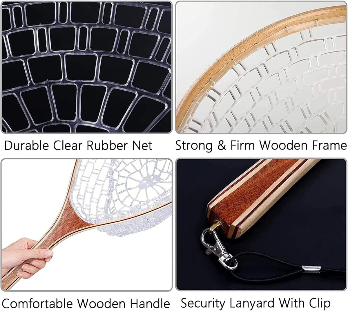 Fly Fishing Landing Net Soft Rubber Mesh Trout Fishing Net, Rubber Coated Landing Nets for Easy Catch and Release