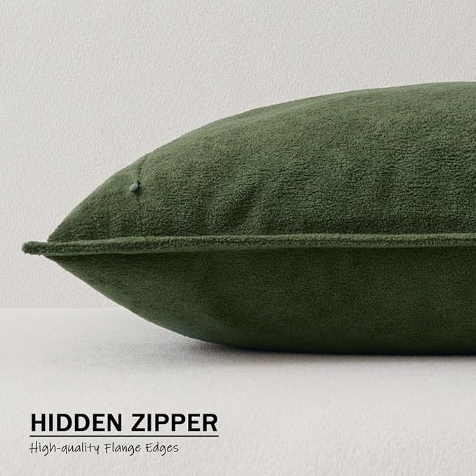 Kevin Textile 12x20 Inch Lumbar Pillow Cover 1 Pack Soft Boucle Textured Decorative Waterproof Rectangle Cushion Elegant Accent Pillow for Couch Sofa Chair Bed Home Decor Indoor Outdoor Moss Green