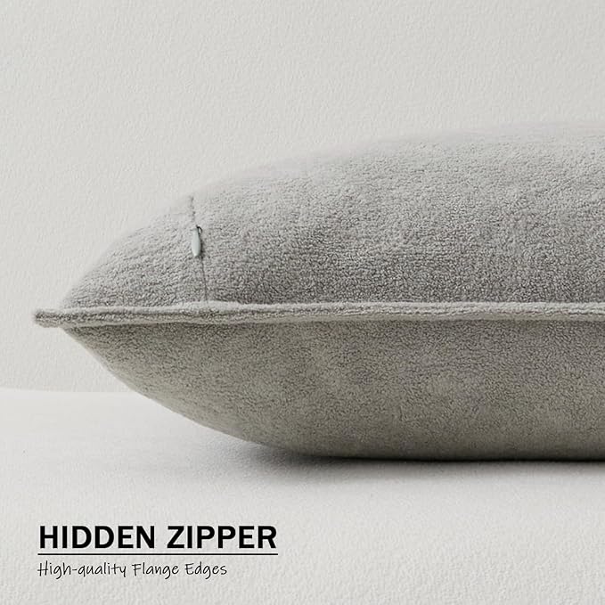 Kevin Textile Waterproof Decorative Pillow Covers Light Grey 22x22 Inch Pack of 2 Soft Boucle Textured Euro Pillowcases Elegant Accent Pillows for Couch Sofa Chair Bed Home Decor Indoor Outdoor