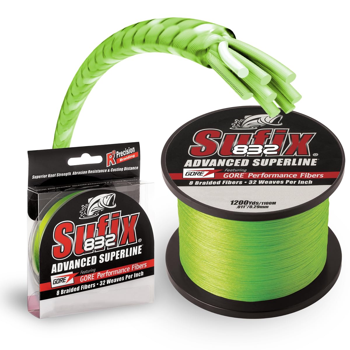 Sufix 832 Braid 65 lb Neon Lime, One Size (660-365L)