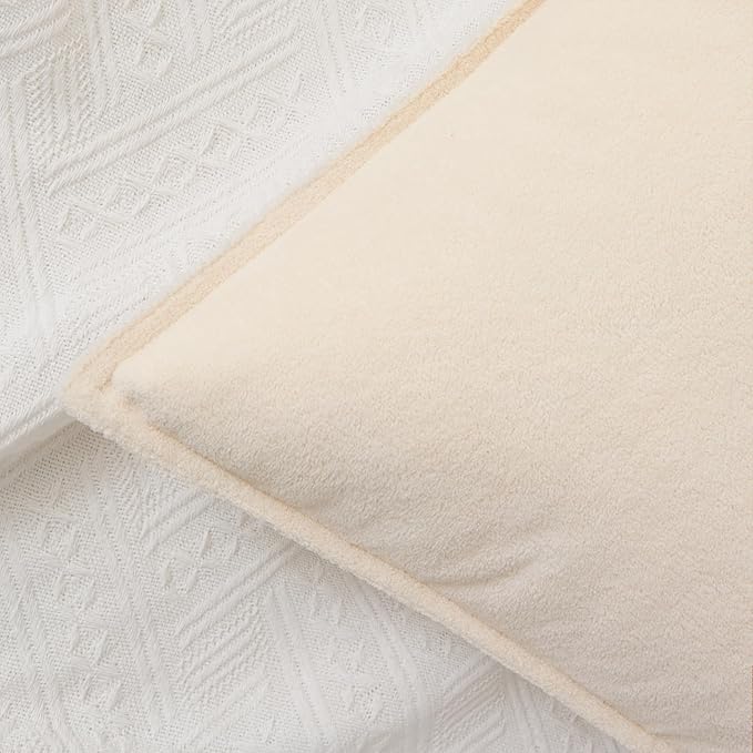 Kevin Textile Waterproof Decorative Pillow Covers Beige 20x20 Inch Pack of 2 Soft Boucle Textured Throw Pillowcases Elegant Accent Pillows for Couch Sofa Chair Bed Home Decor Indoor Outdoor