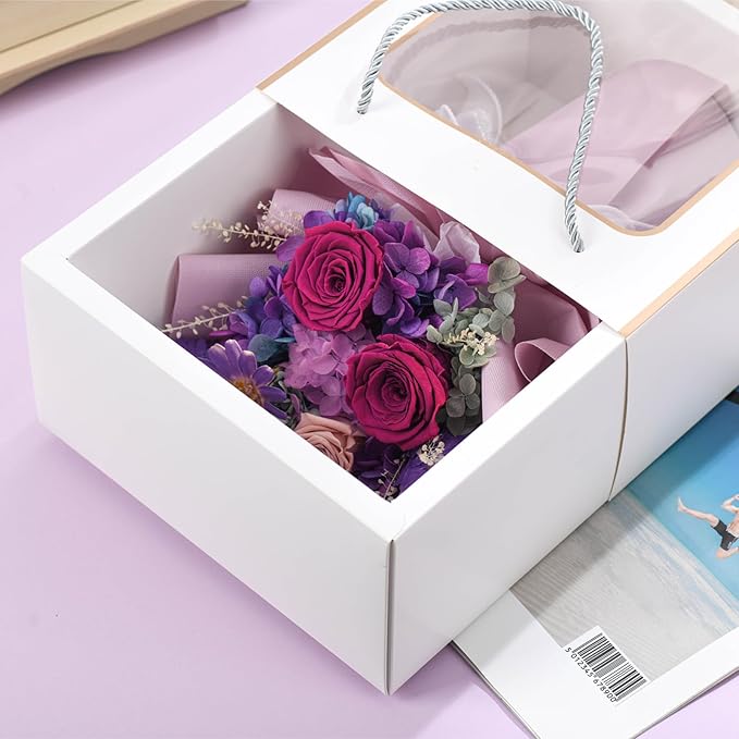lovenfold Flowers for Delivery,Preserved Flowers Bouquets,Purple Rose Bouquets That Last 1-3 Years,Birthday Flowers Gifts for Women Mom Grandma Wife Friends