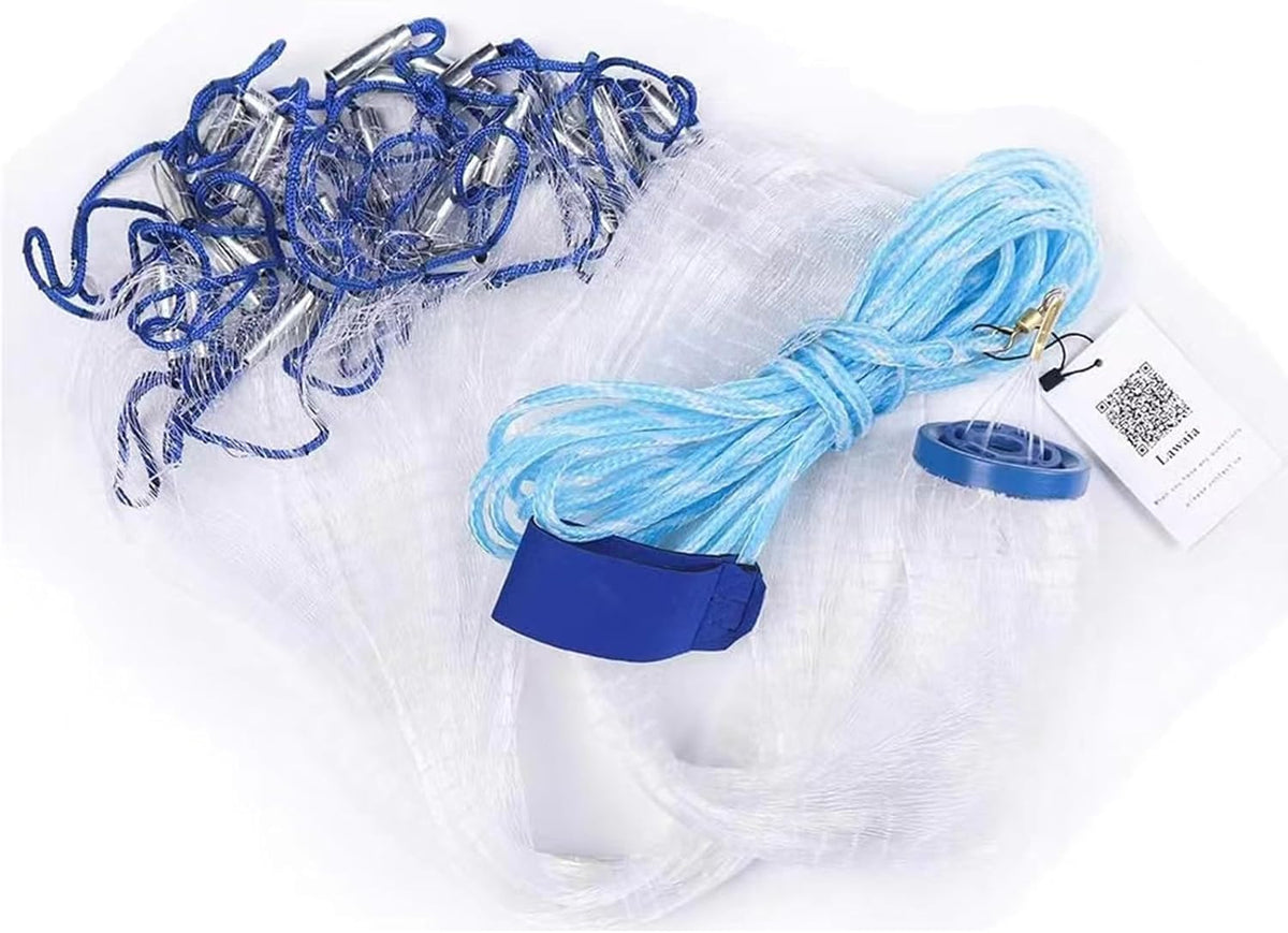 Lawaia Cast Net Cast Nets for Fishing Hand Throw Bait Nets 1/2 inch Mesh Freshwater Saltwater Fish Gear - Ideal for Shrimp, Fish & Fly Fishing with 3FT Radius