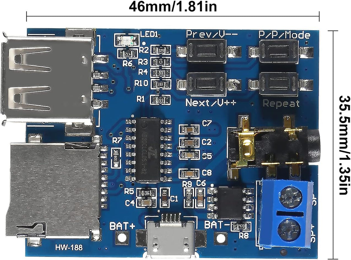 Coliao 8pcs MP3 5V Decoder Player Module TF Card U Disk Play with Audio Amplifier Audio Decoding Player Module Micro