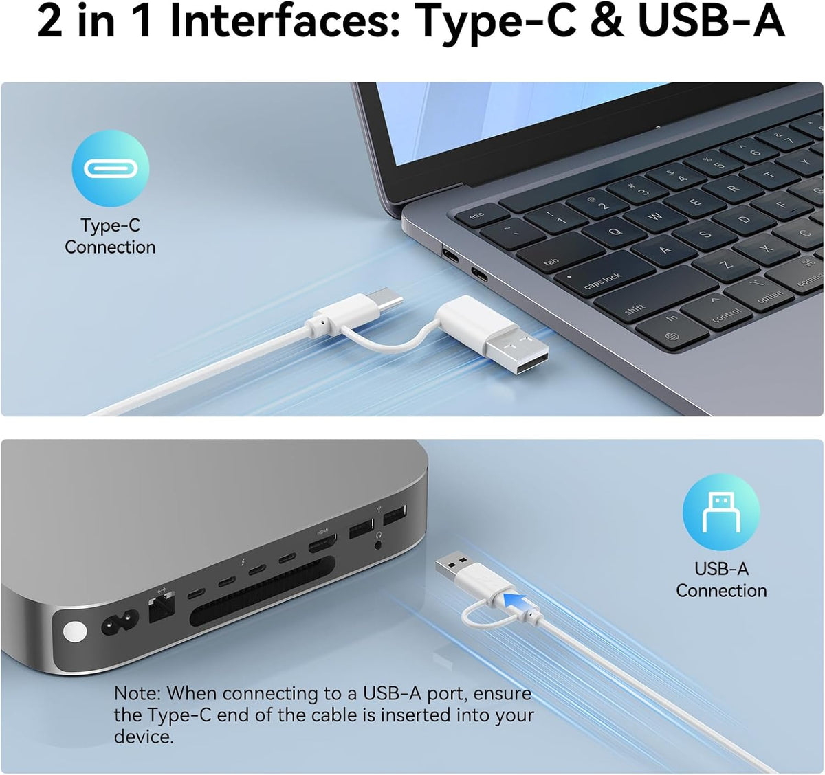 TECKNET Set USB Wired Keyboard and Mouse for Mac, Dual Interface(Type-C and USB A), Ergonomic Slim Keyboard Compatible