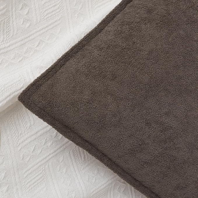 Kevin Textile Waterproof Decorative Pillow Covers Coco Brown 16x16 Inch Pack of 2 Soft Boucle Textured Throw Pillowcases Elegant Accent Pillows for Couch Sofa Chair Bed Home Decor Indoor Outdoor