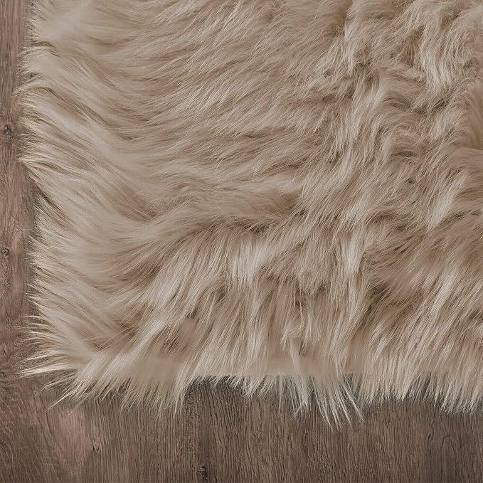 Latepis Circle Rugs for Bedroom 3ft Brown Beige Round Shag Faux Fur Rug Washable Fluffy Rugs for Living Room Small Area Rug Throw Soft Rug Room Decor