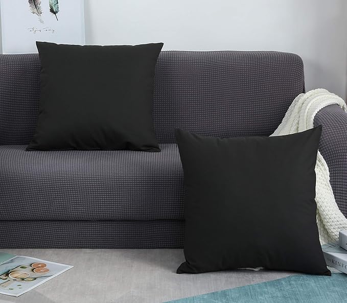 TangDepot Cotton Solid Throw Pillow Covers, 22" x 22" , Charcoal Gray, 1 Count (Pack of 1)