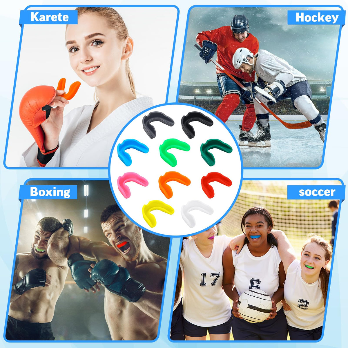 Frienda Sport Mouth Guards Mouthguard 10 Pcs Gum Mouth Guard Teeth Armor Game Guard for Boxing Basketball Football Hockey Karate Basketball Rugby Match