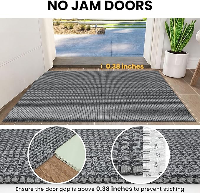 IOHOUZE Washable Area Rug 6x9 Non Slip Rubber Backed Rugs for Living Room, Dining Room Rugs Bedroom Rug, Woven Indoor Floor Carpet for Living Room Nursery Office, Dark Grey