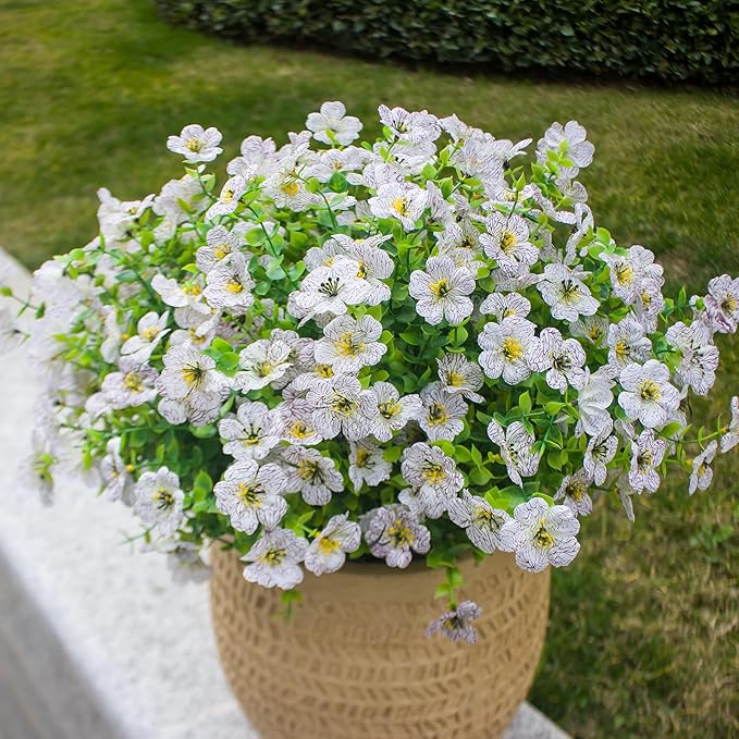 White Artificial Outdoor Flowers 12 Bundles Daisy Elegant All-Weather Spring Summer Decoration Realistic Look for Outdoor Front Porch Events and Landscaping (White Daisy)