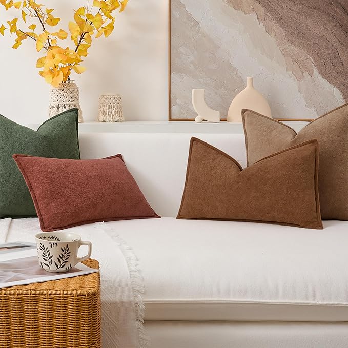 Kevin Textile Fall Waterproof Decorative Pillow Covers Burnt Brick 24x24 Inch Pack of 2 Soft Boucle Textured Euro Pillowcases Elegant Accent Pillows for Couch Sofa Chair Bed Home Decor Indoor Outdoor