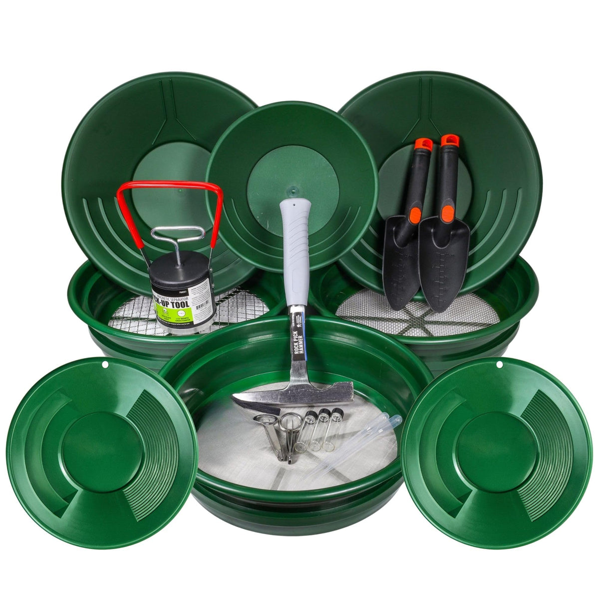 ASR Outdoor 19pc Ultimate Gold Panning Kit with Classifier Screens, Gold Pans, Rock Pick