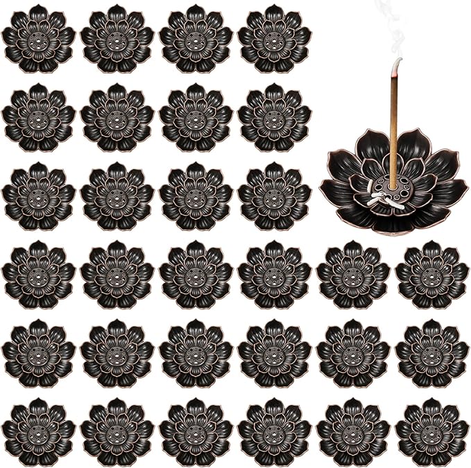 30 Packs Incense Holder Lotus Sticks Incense Burner Vintage Flower Shaped Incense Holder for Sticks Burner for Home Fragrance Yoga Sauna SPA