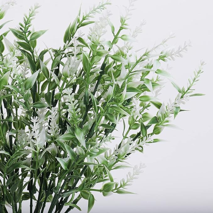 Artificial Flowers Outdoor UV Resistant Fake Flowers,Artificial Plants & Flowers Greenery Plants for Indoor Outside Hanging Planter Garden Window Box Porch Spring Decoration,Front Porch Decor(White)
