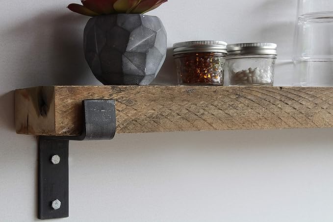 Urban Legacy Accent Shelves | Reclaimed Barn Plank | Set of 2 with Full Brackets (Natural 48"x 4.5"x 2")