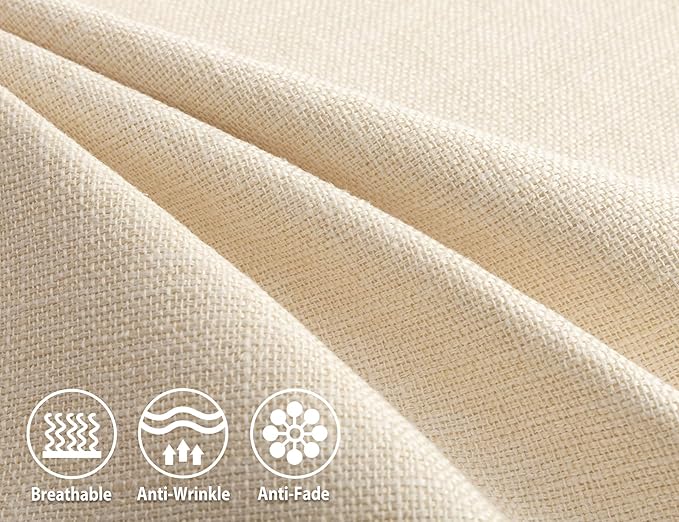 Stellhome Burlap Throw Pillow Covers Solid Farmhouse Linen Pillowcase for Bed Couch Sofa Bench, Set of 2, 24 x 24 inch (60 x 60 cm), Cream