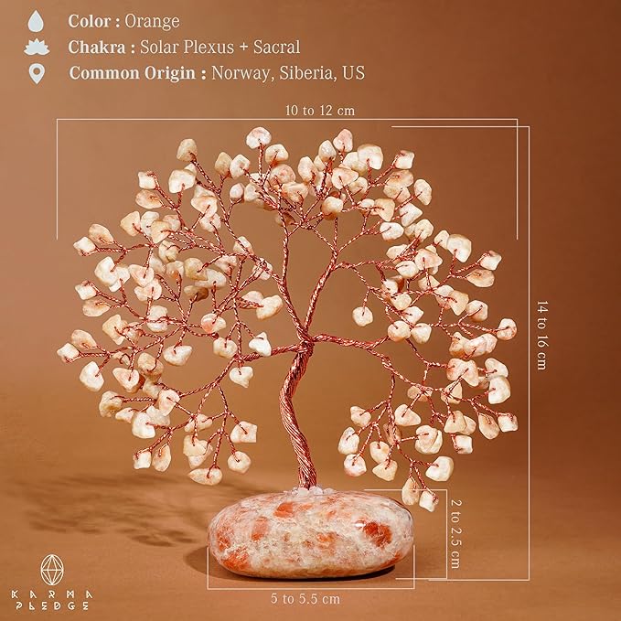 Sun Stone Crystal Tree of Life Office Decor Gifts for Women, Handmade Home Decoration Bonsai Feng Shui Trees for Positive Energy, Good Luck, Money, Meditation, Reiki Healing, Birthday Gifts
