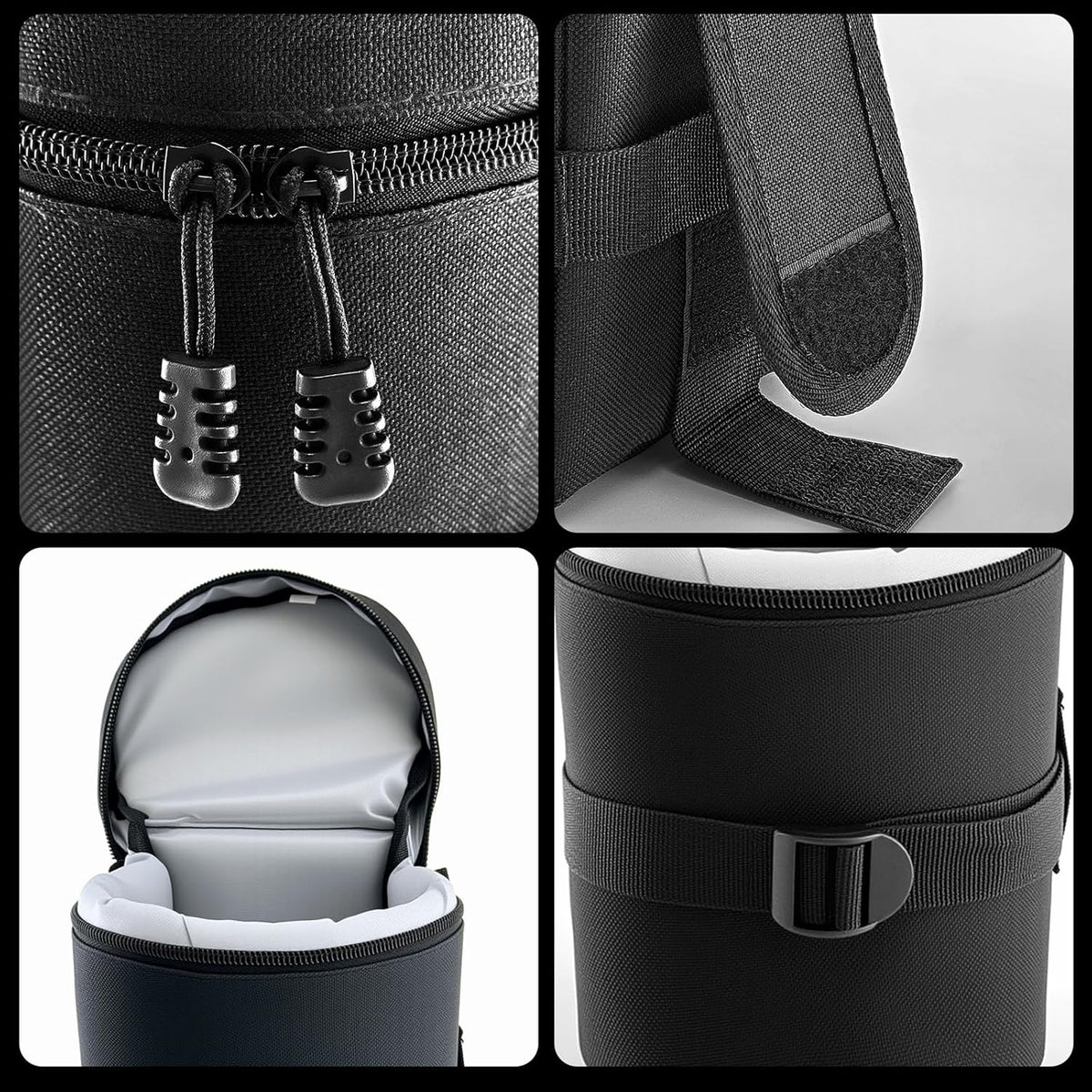 Generic Professional Camera Lens Pouch, Water-Resistant Padded DSLR and Mirrorless Lens Bag with Belt Loop