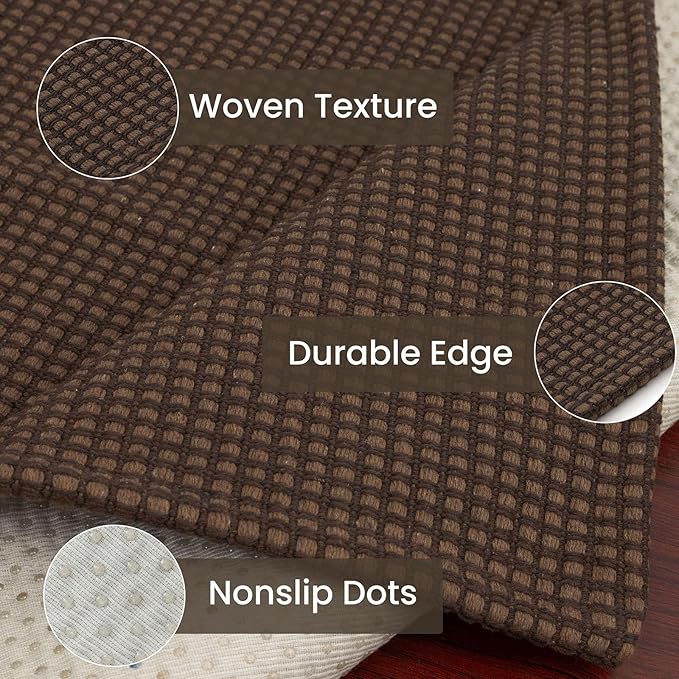IOHOUZE Washable Runner Rug 2x8 Non Slip Rubber Backed Hallway Runner Entryway Runner Indoor, Kitchen Rugs Woven Cotton Floor Carpet for Kitchen Hall Entrance Bedroom, Brown