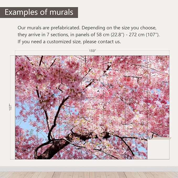 AFZEVEB-Pink Flower Wallpaper Natural Landscape Floral Wall Mural for Bedroom 159"x107"(Not Peel and Stick)