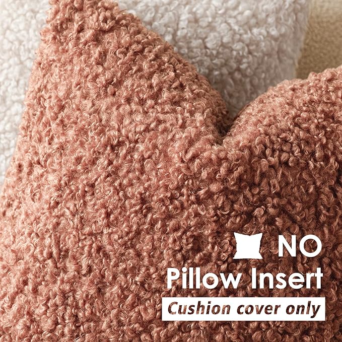 Foindtower 2 Pieces 18x18 Inch Dusty Pink, Faux Fur Throw Pillow Cover Accent Sherpa Furry Pillow Covers Fuzzy Soft Pillowcases Cozy Sheepskin Decorative Fleece Cushion Case for Bed Couch Living Room