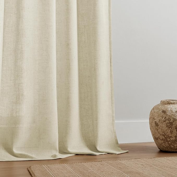 Joydeco Linen Curtains 84 Inch Length 2 Panel Sets,Light Filtering Curtains for Bedroom 70 Inch Wide Living Room Drapes with Back Tabs & Rod Pockets (W70 x L84 Inch, Linen)