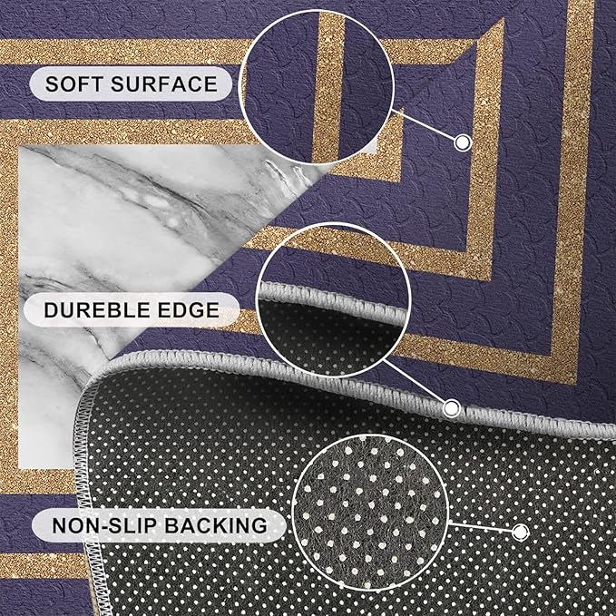 Retro Marble Rug Purple Marble Area Rug Gilded Light Luxury Geometric Carpet Rectangular Striped Geometric Rugs for Bedroom Dining Room 7x8ft