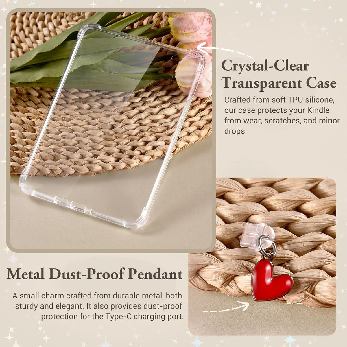 CoBak 7" 6 1 Clear Case for All-New E-Readers - with Pcs Inserts Cardstock Paper, Pcs Dust Plug, not Compatible