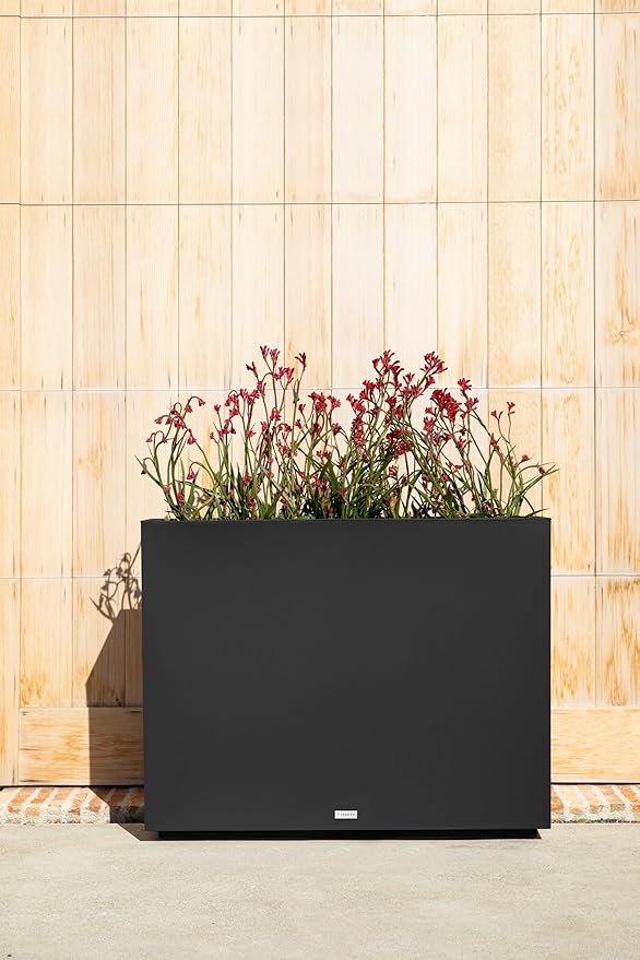 Veradek Block Series Span Plastic Planter - Tall Rectangular Planter for Indoor or Outdoor Patio/Porch | Durable All-Weather with Removable Insert Bucket | Modern Design for Plants, Flowers, Garden