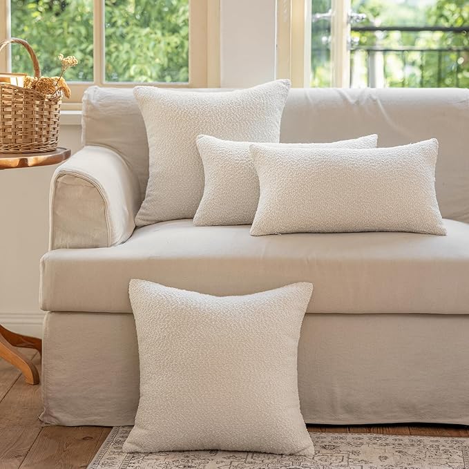 GEEORY Decorative Throw Pillow Covers 20x20 Inch Pack of 2,Textured Cushion Cases for Bed Couch Sofa, Accent Accent Mordern Farmhouse & Minimalist Home Decor (White) GE01-20