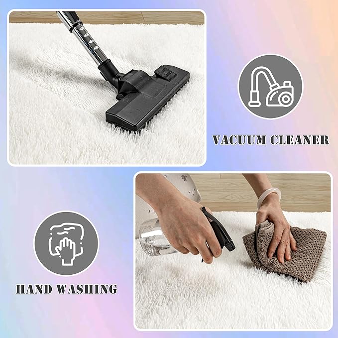Small Rugs for Bedroom, 2x3 Soft Fluffy Fuzzy Area Rug, Non Slip Shag Rugs for Living Room Dorm Girls Boys, Kids Carpet Modern Home Decor Aesthetic, Cream White