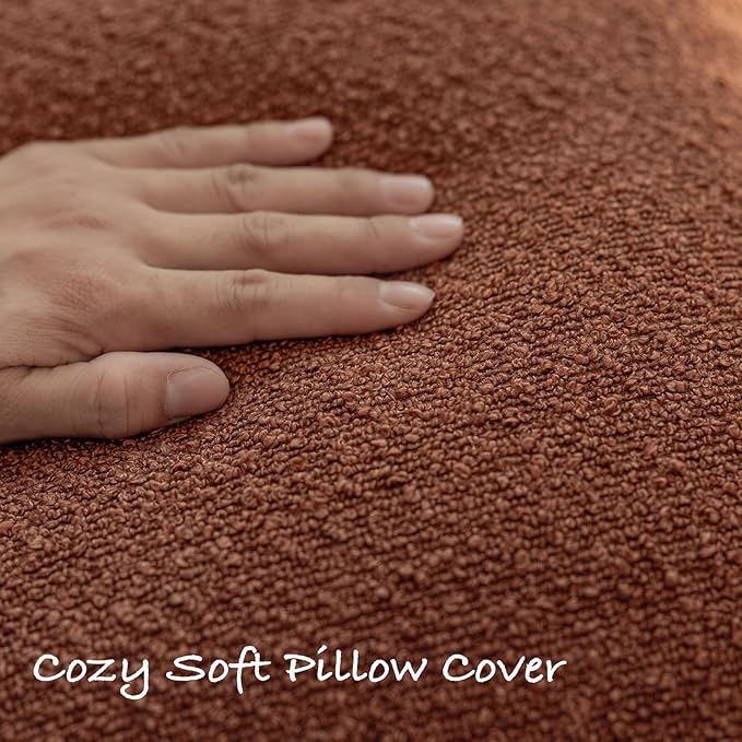 GEEORY Decorative Throw Pillow Covers 26x26 Inch Pack of 2,Textured Boucle Neutral Cushion Cases for Bed Couch Sofa, Accent Mordern Farmhouse Minimalist Home Decor (Tobacco Brown) GE06-26