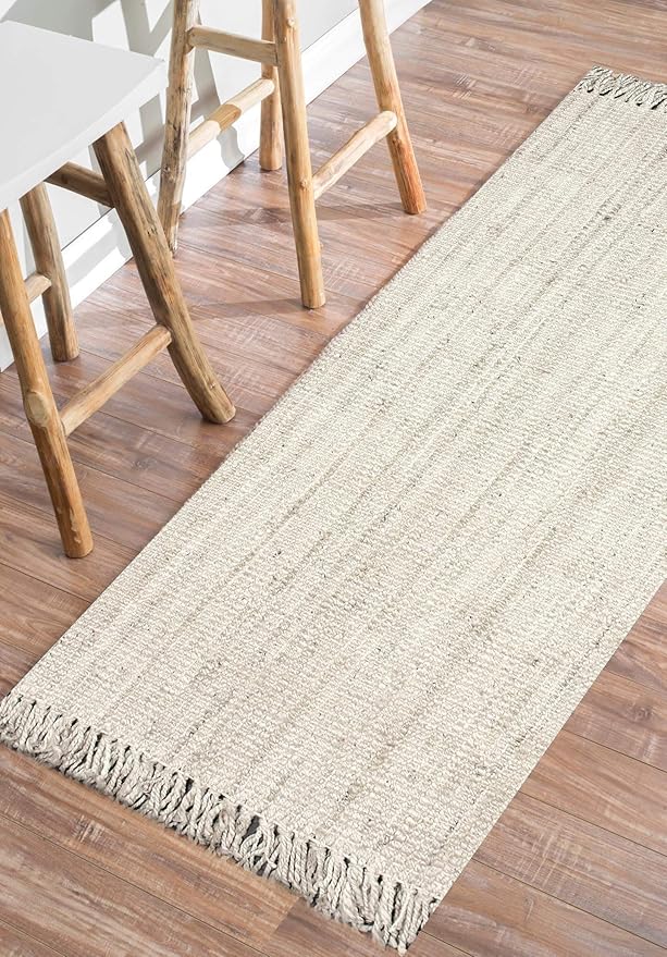 Nuloom Daniela Off-White, 9'6" x 13'6", Handmade, Jute, Tassel, Soft and Textured, High Traffic, Stain Resistant, Easy Clean, Durable Area Rug for Bedroom, Living Room, Dining Space, Foyer, Entryway