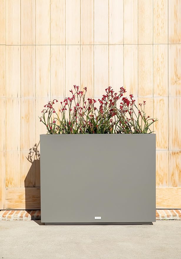 Veradek Block Series Span Plastic Planter - Tall Rectangular Planter for Indoor or Outdoor Patio/Porch | Durable All-Weather with Removable Insert Bucket | Modern Design for Plants, Flowers, Garden