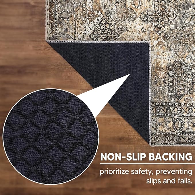 Keen Home Design 2x3 Rug - Machine Washable Entry Rug with Non-Slip Backing, Ideal for Enteryway, Kitchen, Bathroom, Laundry Room - Vintage, Easy Clean, Durable, Low Pile Rug - (2' x 3')