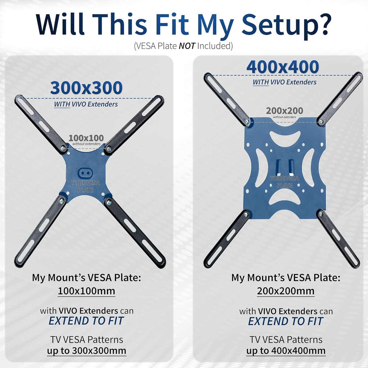 VIVO 32 55 inch 400x400mm (MOUNT-AD400B) Steel VESA Extension Mount Adapter Brackets for Screens to LCD LED TV