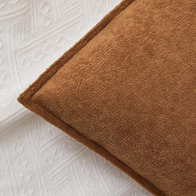 Kevin Textile 14x24 Inch Lumbar Pillow Cover 1 Pack Soft Boucle Textured Decorative Waterproof Rectangle Cushion Elegant Accent Pillow for Couch Sofa Chair Bed Home Decor Indoor Outdoor Brown