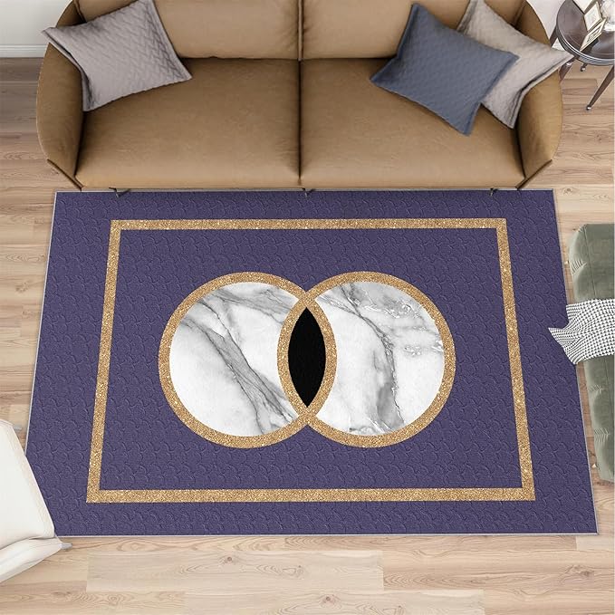 Marble Area Carpet Elegant Purple Marble Area Rugs for Living Room Modern Minimalist Rug Modern Light Luxury Geometric Carpet for Bedroom Entrance Door 5x6ft