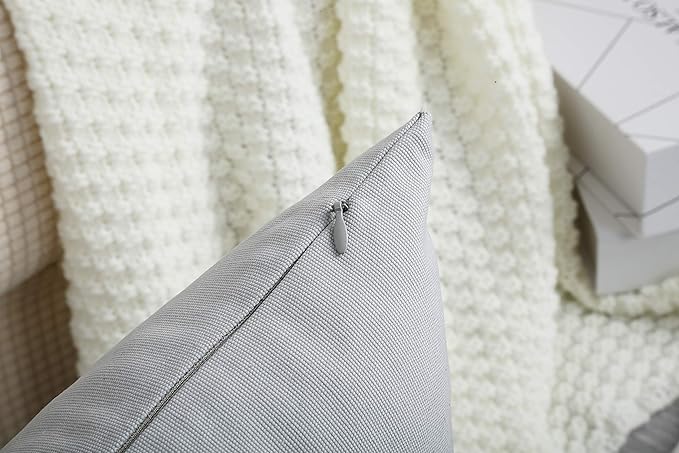 TangDepot Cotton Solid Throw Pillow Cover, 12 INCH x 12 INCH, Gray Stone