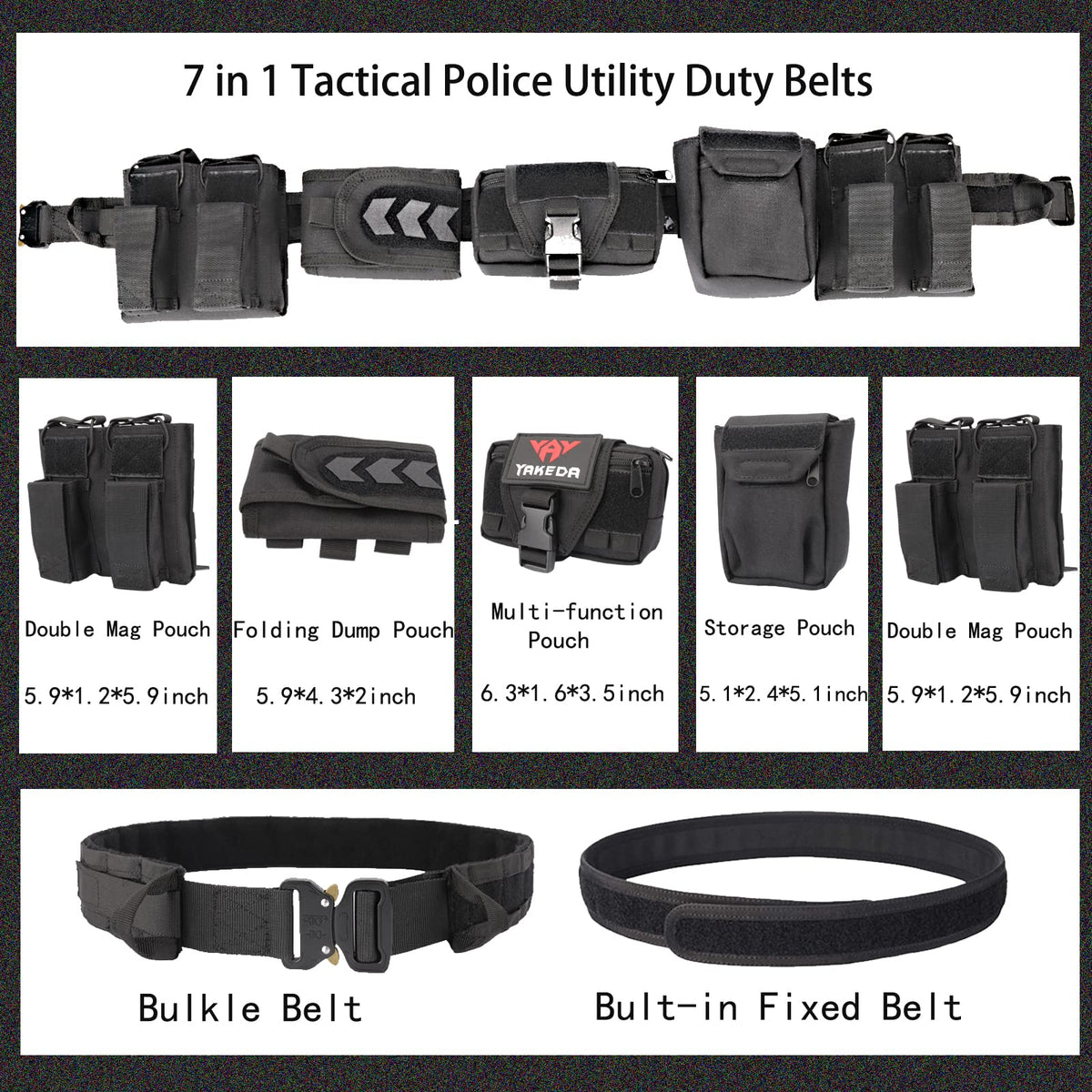 YAKEDA Tactical Battle Belts for Men- Quick Release Trigger Airsoft Belt Heavy Duty Belts with Pouches 7 PCS (Tan)