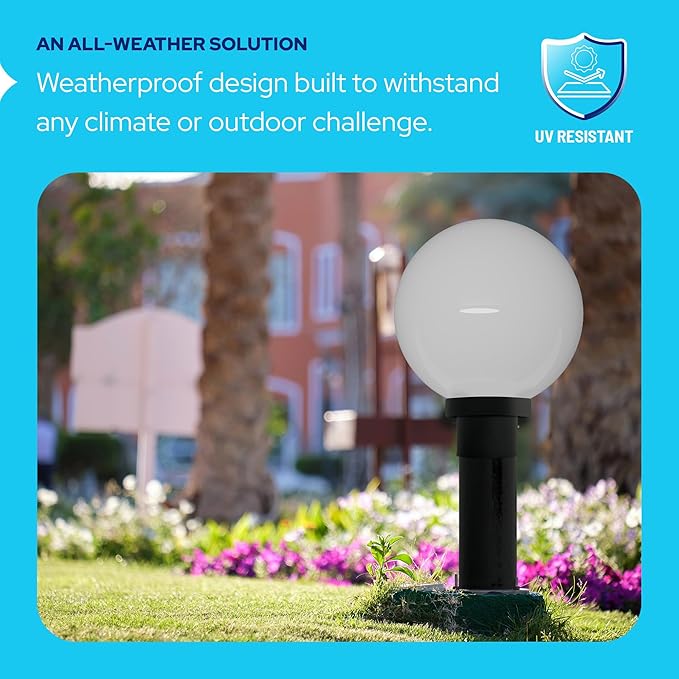 KASTLITE Lamp Post Globe Combo Lighting Fixture | 10" Smoke Acrylic Lens with Black Fitter & Twist Lock Mounting | Fits 3" Diameter Posts (Not Included) | Comes with with 5000K LED Bulb