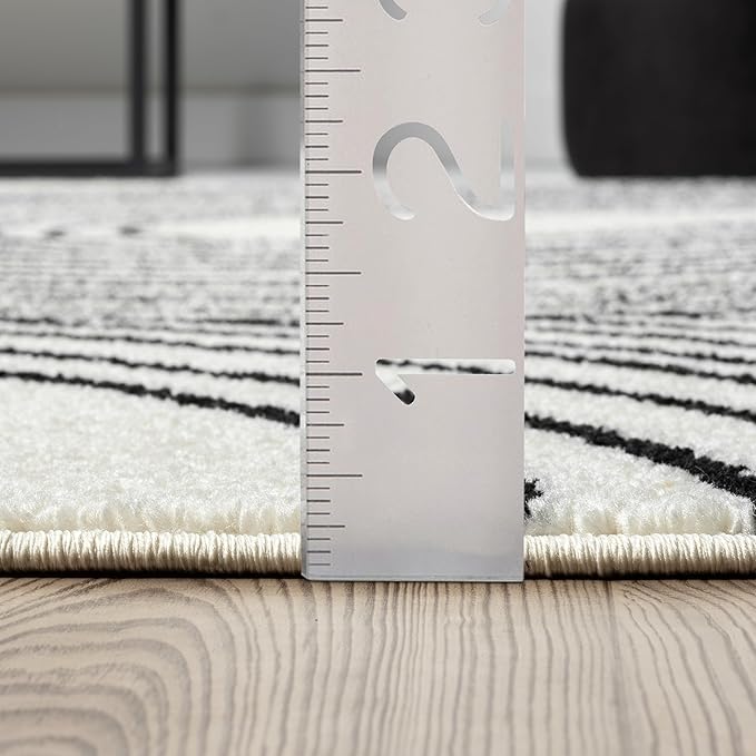 Abani Nuevo Beige Black Swirls Modern Area Rug 6' x 9' for Living Room, Bedroom - Abstract Design - Durable & Easy to Clean