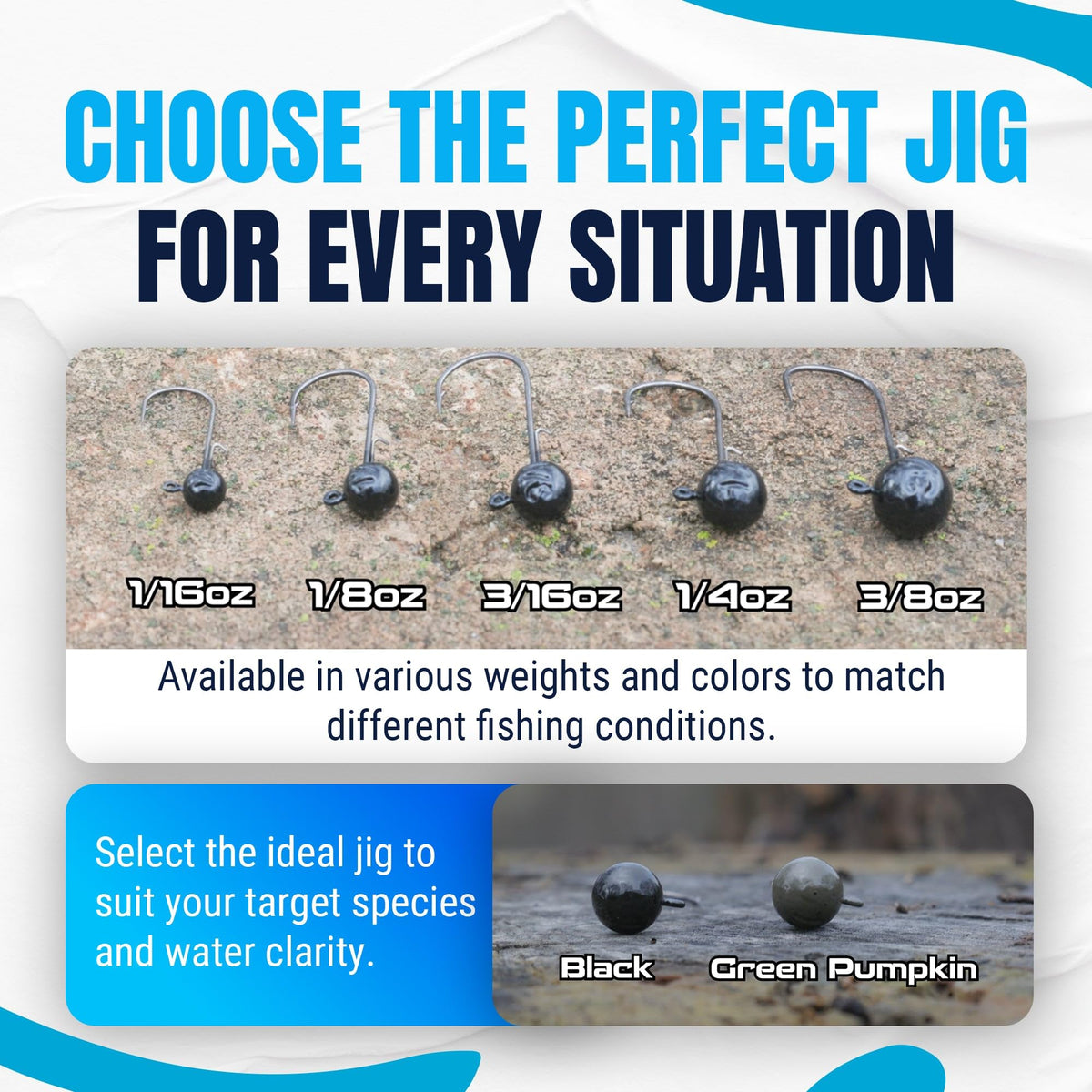 Reaction Tackle Ball Jig Heads - Round Head Jigs for Bass, Walleye, Crappie and Panfish - Soft Plastic Jig Heads for Freshwater and Saltwater - 1/4 Oz - 2/0 Hook Black (10-Pack)